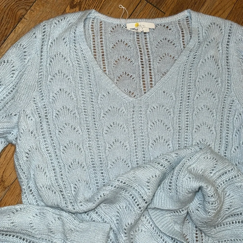 Boden Light Blue V-Neck Sweater - Picture 5 of 8